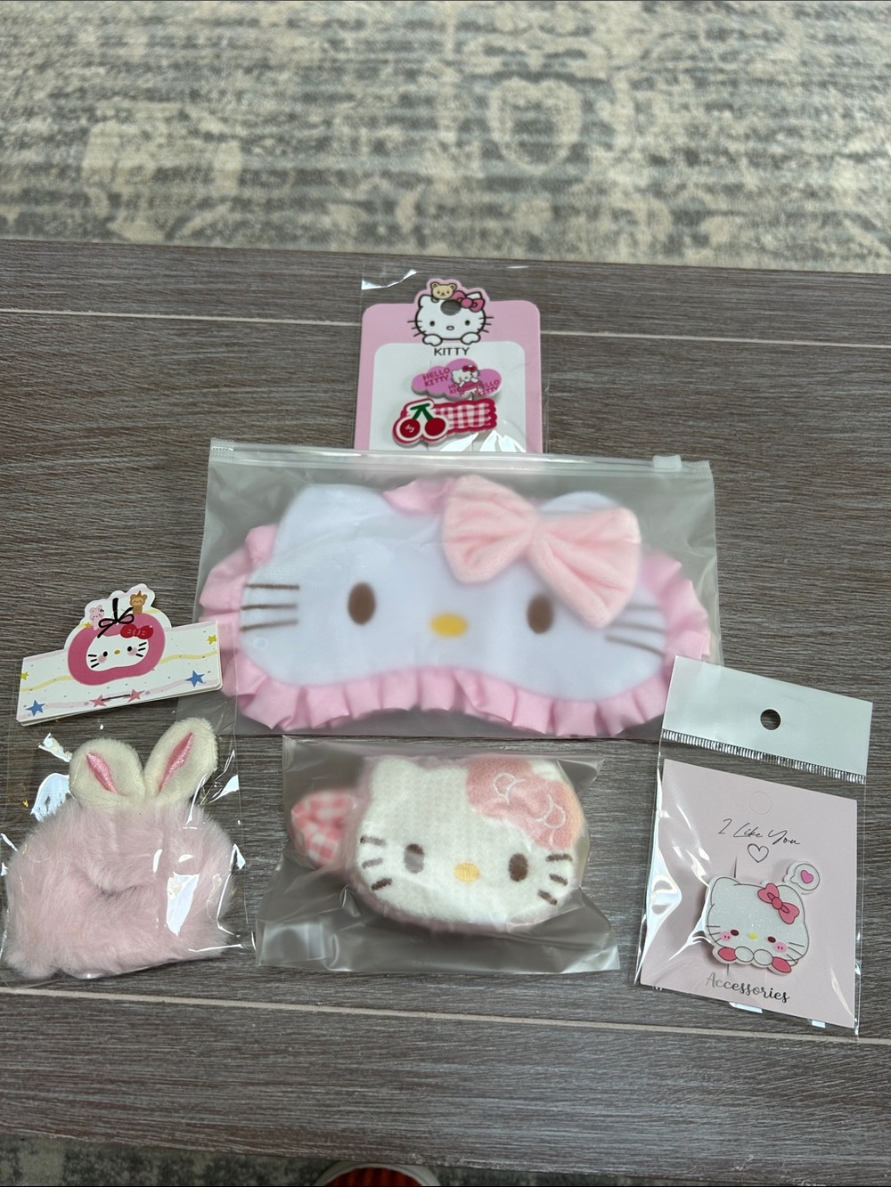 Hello Kitty Pink & White Sleep Mask with Hair Accessories